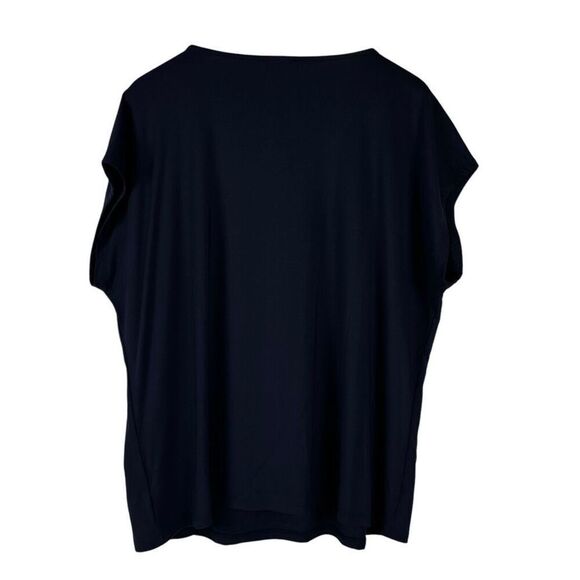 Talbots Navy Cap Sleeve 2X Petite Top Double Layer Front - Picture 2 of 4